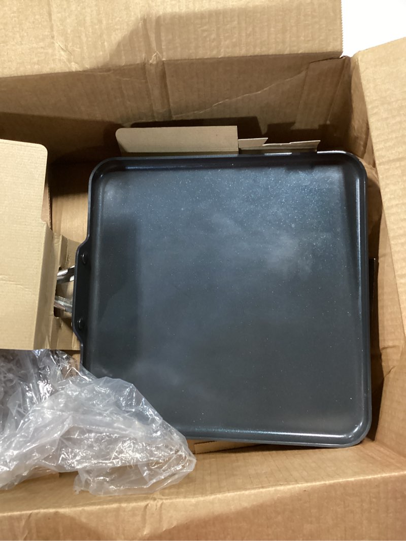 Condition photo showing Good Condition for Blue Diamond 11" Nonstick Square Griddle Pan, Non Toxic PFAS-Free Diamond Ceramic, Dishwasher & Oven Safe, Even Heating, Metal Utensil Safe, Warp Control, Blue 11" Griddle Pan