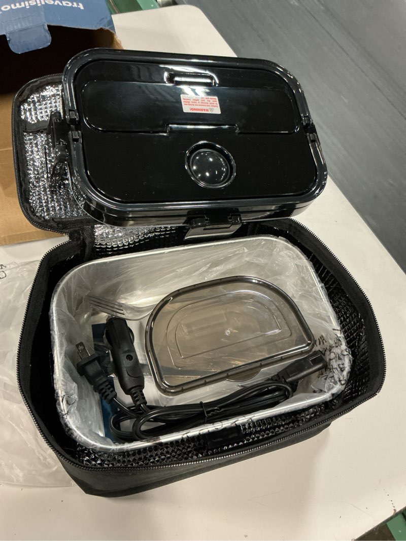 Condition photo showing Good Condition for travelisimo extra-large electric lunch box for adults holds up to 8 cups - 100w heated lunch box for men 1.8l, portable food warmer for travel & work, loncheras electricas para calentar almuerzo black