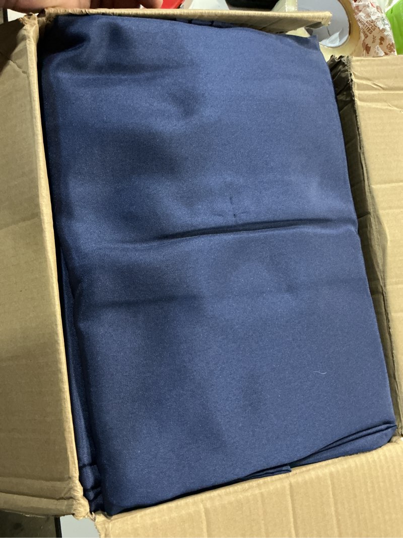 Condition photo showing Good Condition for 10-pack navy blue tablecloths for rectangle tables, 54 x 108 inches, stain-resistant polyester fabric for 6 foot tables - washable table covers for weddings, birthday parties, events navy blue 54x108 in, 10 pack