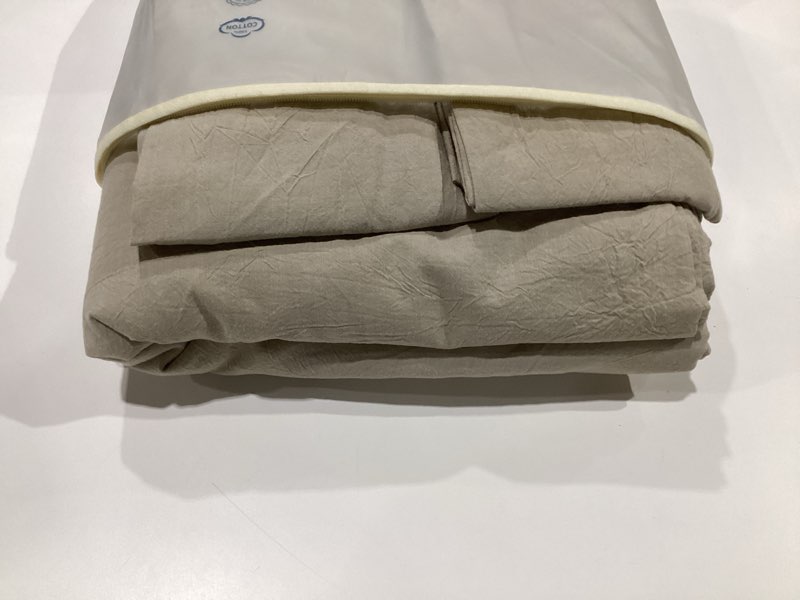 Condition photo showing Good Condition for MooMee Bedding Duvet Cover Set 100% Washed Cotton Linen Like Textured Breathable Durable Soft Comfy (Heathered Tannish Linen Grey, King 104"x90") Heathered Tannish Linen Grey (No Comforter) King (104"x90")