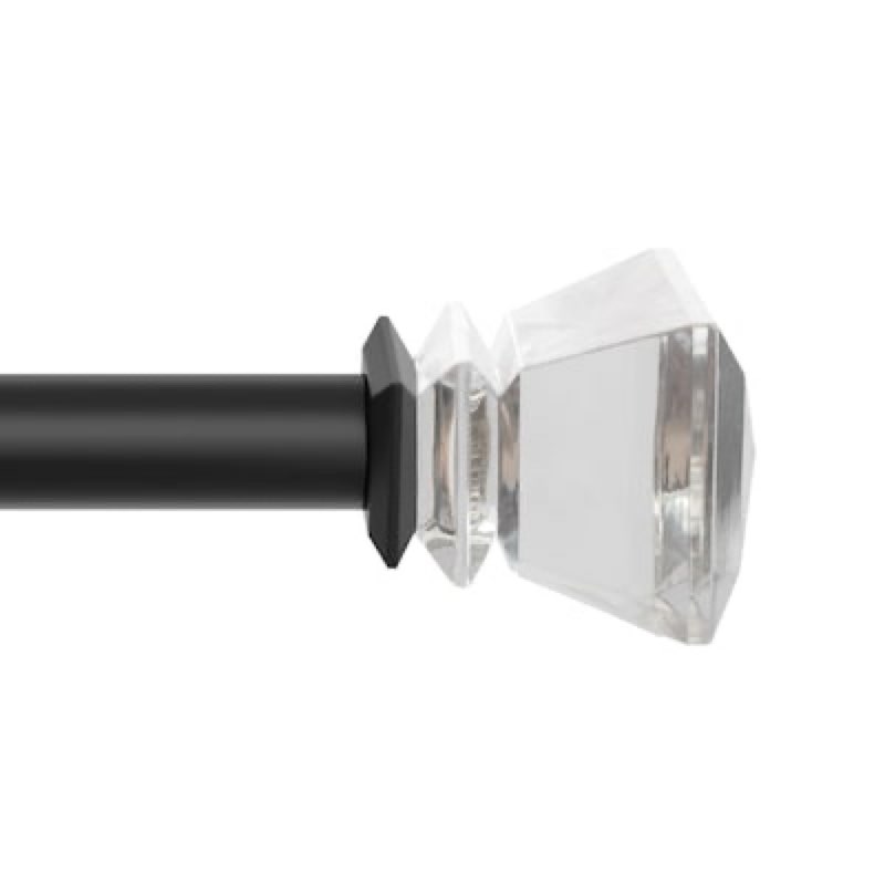 week allen + roth Bexley 36-in to 72-in Matte Black Steel Single Curtain Rod with Finials Item #5276649 | Model #FSI 6802A MB