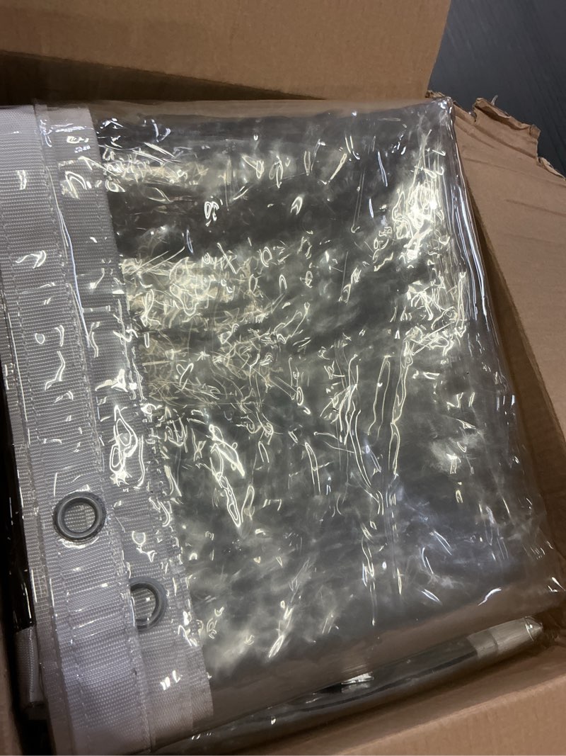 Condition photo showing As Is for Clear Tarp 4 x 4FT, 20 Mil Clear Vinyl Tarp, Small Cover Clear Plastic Sheeting with Grommets, Double-Stitched Reinforced Edges, Heavy Duty Tarps Waterproof and Tearproof. 2 pack