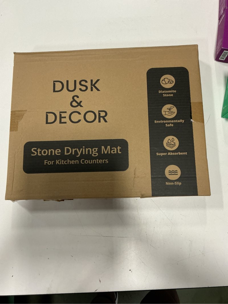 Condition photo showing New/Like New for Dusk & Decor Folding Stone Dish Drying Mat – Quick-Drying Diatomaceous Earth Kitchen Mat for Counter – Foldable, Non-Slip Diatomite Sink Tray for Dishes and Utensils - White White 23.5" x 15.5"