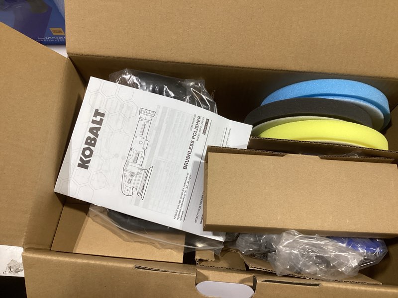 Condition photo showing New/Like New for kobalt 24-v max brushless motor 6-in polisher - 3 pads included - black and blue - bare tool without battery kpo 124b-03