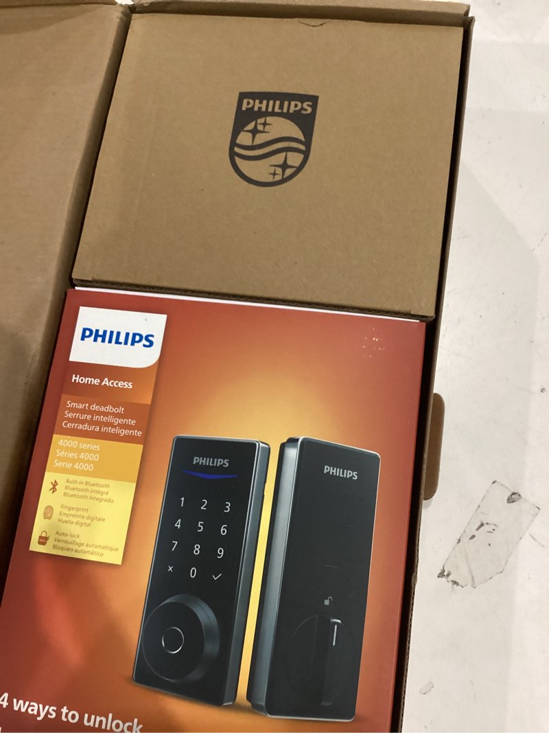 Condition photo showing Good Condition for philips smart lock with handles, keyless entry front door lock set, smart keypad deadbolt with handle, digital door lock for front door, app fingerprint pin code unlocking, auto locking lock set(satin nickel)