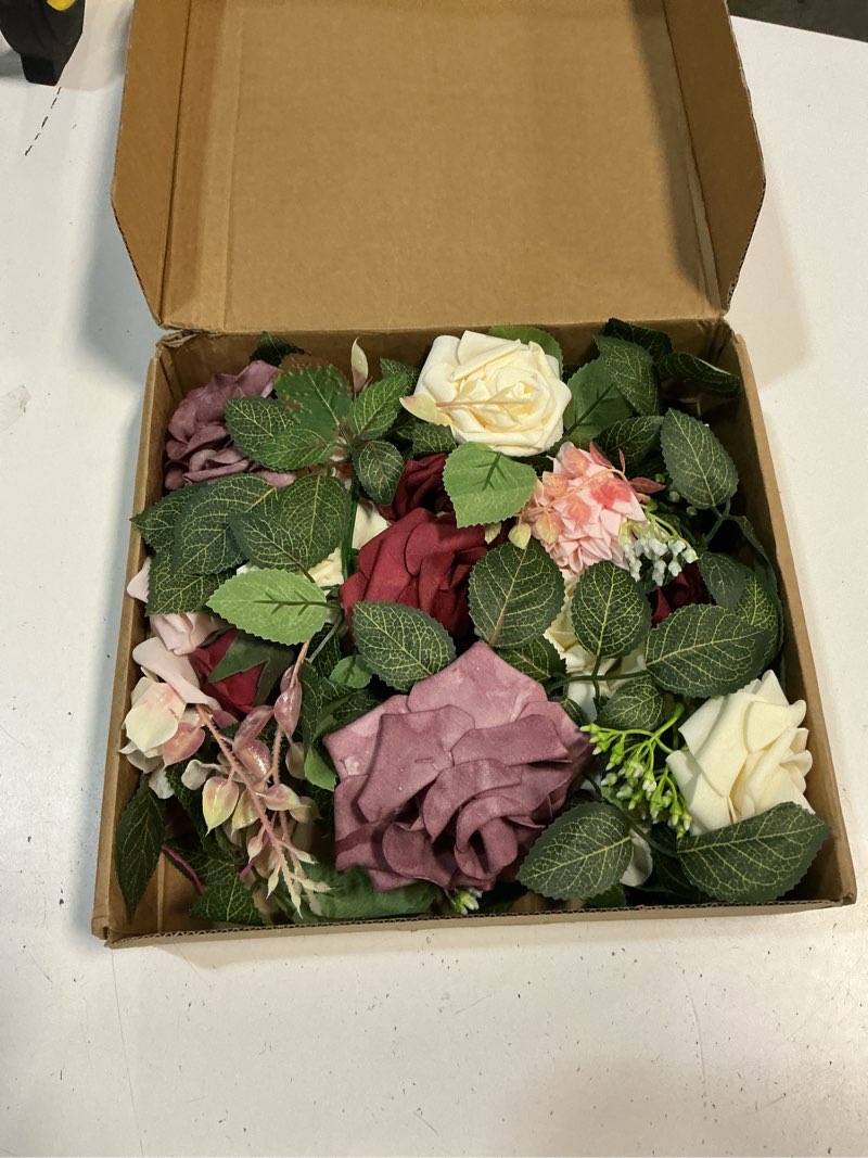Condition photo showing Good Condition for 5ft artificial rose flower burgundy fake floral garland for wedding ceremony backdrop arch flowers table centerpieces decorations dusty rose burgundy 1