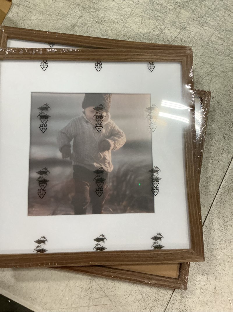 Condition photo showing Good Condition for kinlink 12x12 picture frames, 4 pack brown solid wood square frames for art, 8x8 matted or 12x12 frame without mat, wall display photo frame brown wood 12x12