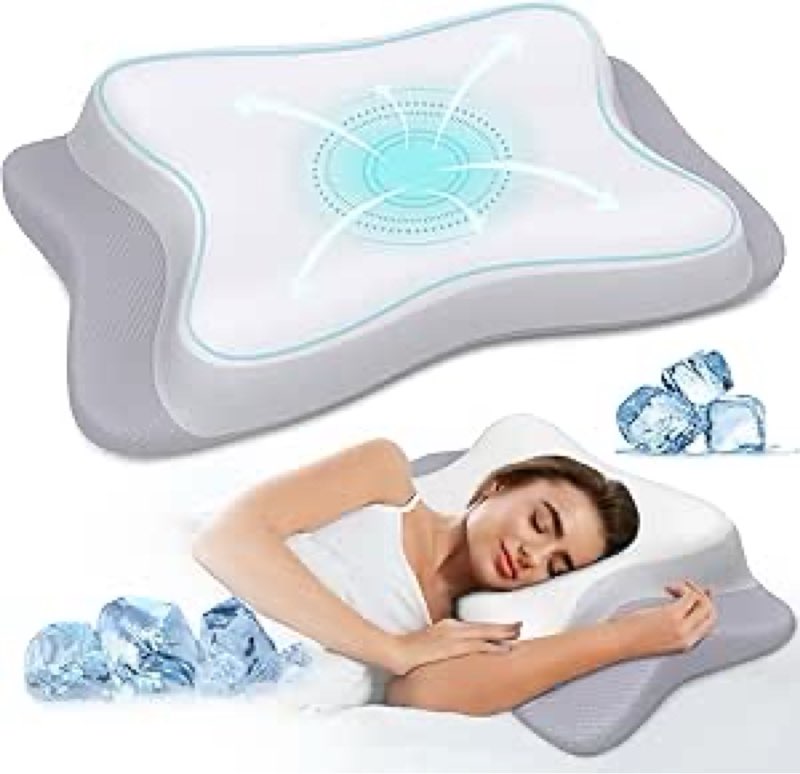 Polovo Cervical Pillow for Neck Pain Relief,Ergonomic Memory Foam Pillows with Cooling Case,Adjustable Orthopedic Bed Sleeping,Contour Support Side Back Stomach Sleeper