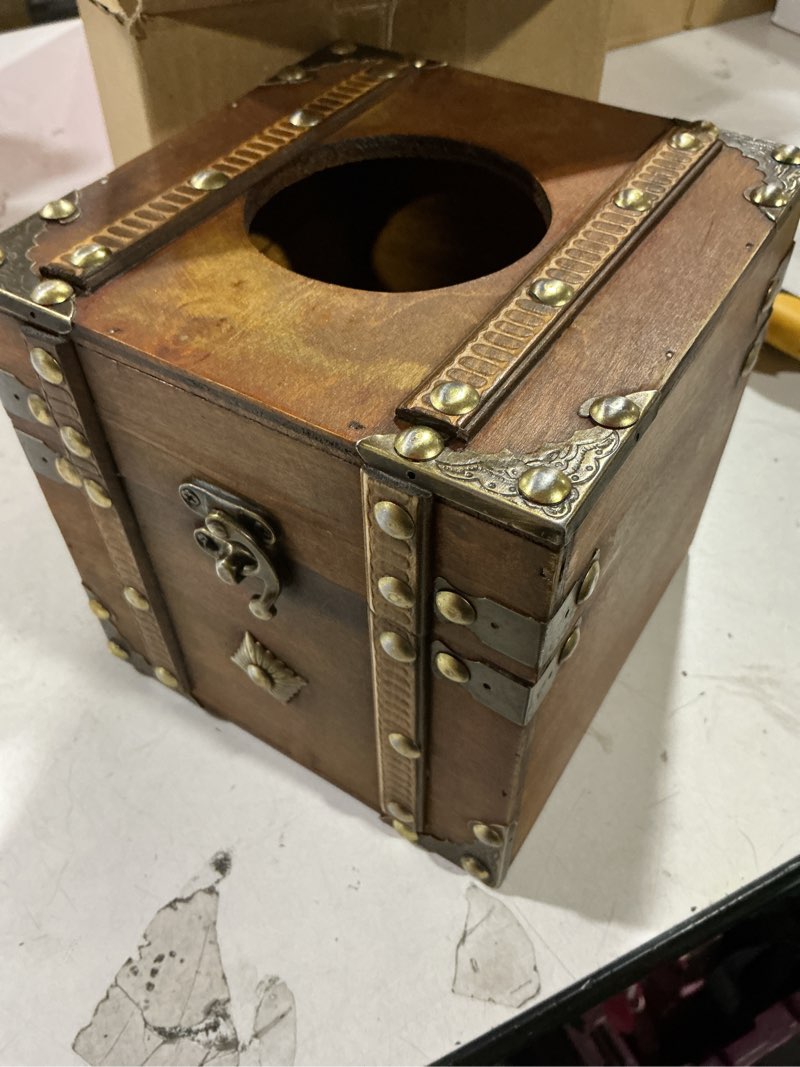 Condition photo showing New/Like New for sumnacon tissue box retro wood square tissue box cover vintage cube tissue box holder,decorative tissue holder for bedroom bathroom toilet table desk car store office home,brown