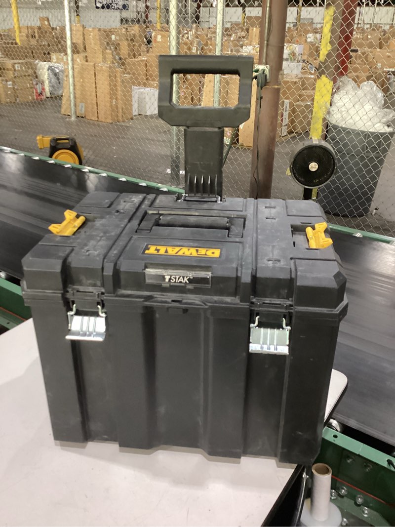 Condition photo showing As Is for dewalt tool box with wheels modular, large rolling tool box with telescopic handle, portable carrier deep stackable tstak storage (dwst17820)