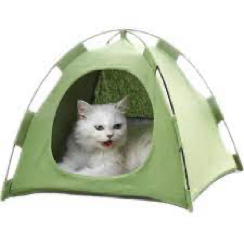 Pet Tent Pop Up Cave Bed for Indoor Cats and Small Dogs Portable Outdoor Camping Tent, Army green
