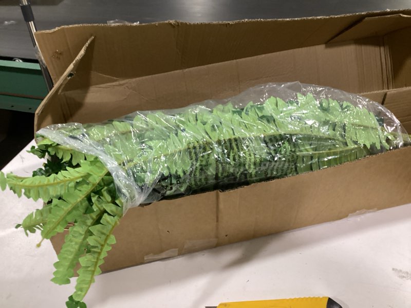 Condition photo showing Good Condition for single silky artificial boston fern bush, 49inch large artificial ferns for outdoors, large faux ferns artificial plants,suitable for decorating office, living room faux greenery,95branches