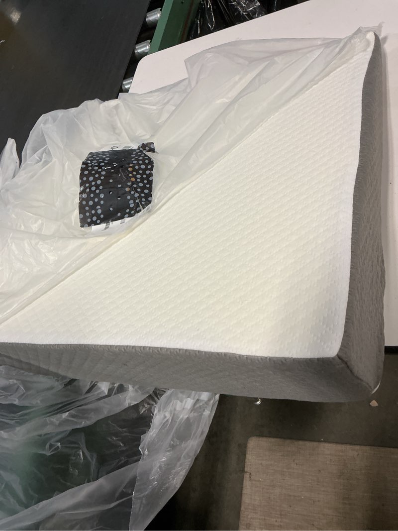 Condition photo showing As Is for kolbs bed wedge pillow for sleep apnea, acid reflux, and back pain relief, with chic jacquard cover - headboard gerd pillow wedges for sleeping (standard width 7.5" height)