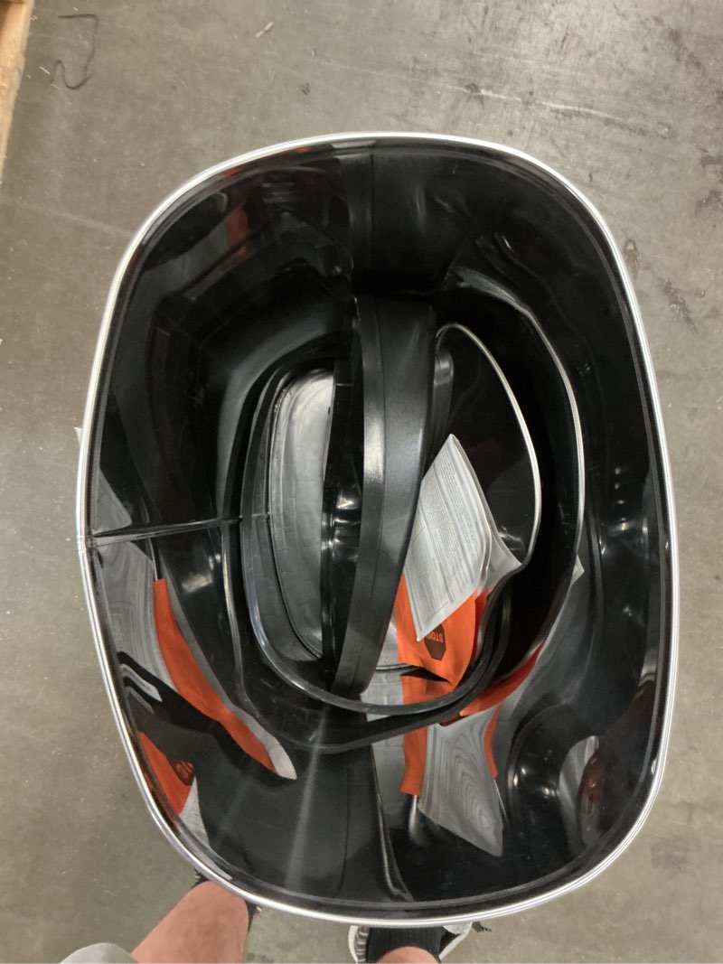 Condition photo showing As Is for nine stars 13.2 gallon trash can, motion sensor kitchen trash can, stainless steel