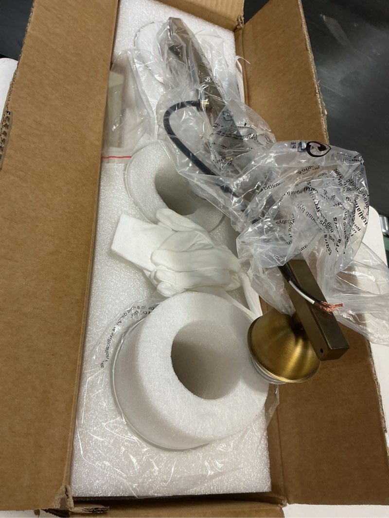 Condition photo showing New/Like New for Stainless Steel Milk Glass Vanity Lights for Bathroom, 3 Light Brass Bathroom Light Fixtures Over Mirror, Ceramic E26 Sockets Wall Mounted Brass 3 Light