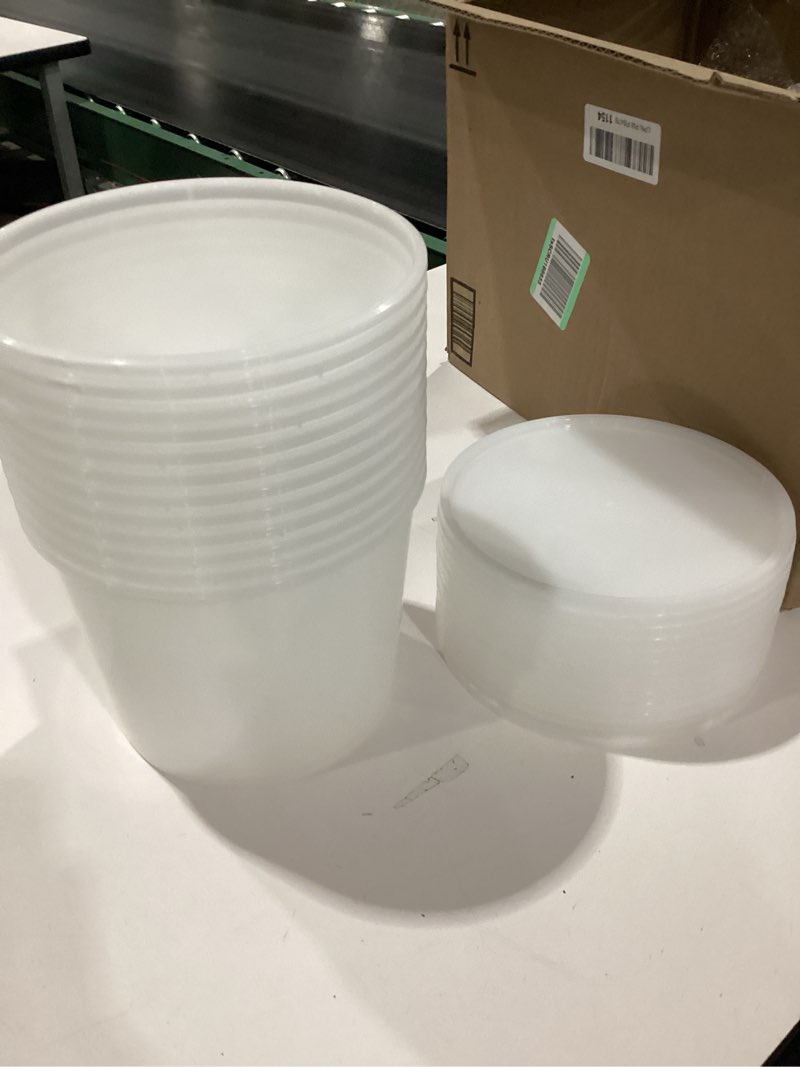 Condition photo showing Good Condition for 12 Pcs 1 Gallon Ice Cream Buckets with Lids 135 oz Round Plastic Food Storage Containers Cocktail Rum Bucket for Drinks Freezer Safe Ice Cream Tubs for Deli Soup Meal Flour(Light Color)
