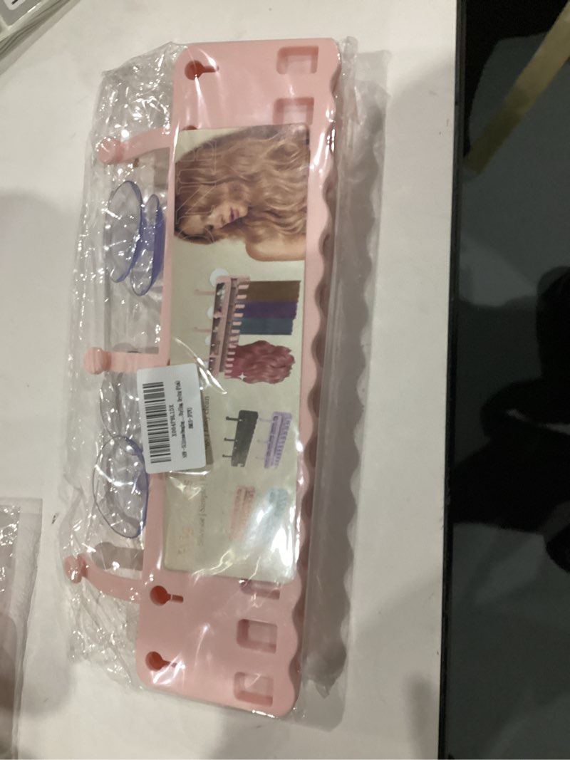 Condition photo showing New/Like New for Hair Extension Holder for Styling,Silicone Hanging Wig Stand,Wall Mounted Braiding Hair Rack Durable Wig Pieces Storage Rack for Multiple Wigs Head Stands Rack Organizer,Display,Styling,Drying,(Pink)