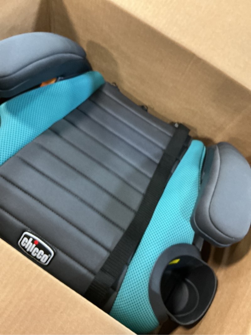 Condition photo showing Good Condition for Chicco GoFit Plus Backless Booster Car Seat with Latch Attachment and Quick-Release Latch Removal, Travel Booster Seat for Car, Portable Car Booster Seat for Children 40-110 lbs. | Stream/Blue