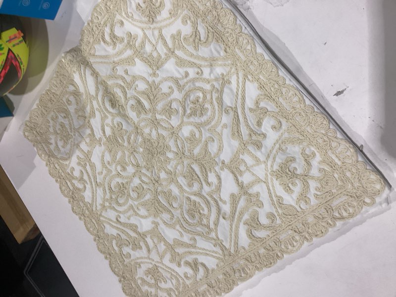 Condition photo showing Good Condition for embroidery throw pillow case covers square cushion cover 100% cotton with zipper for home decorative 20x20 inches(50x50cm) (beige, 2 pieces) 20" x 20" (pack of 2) beige