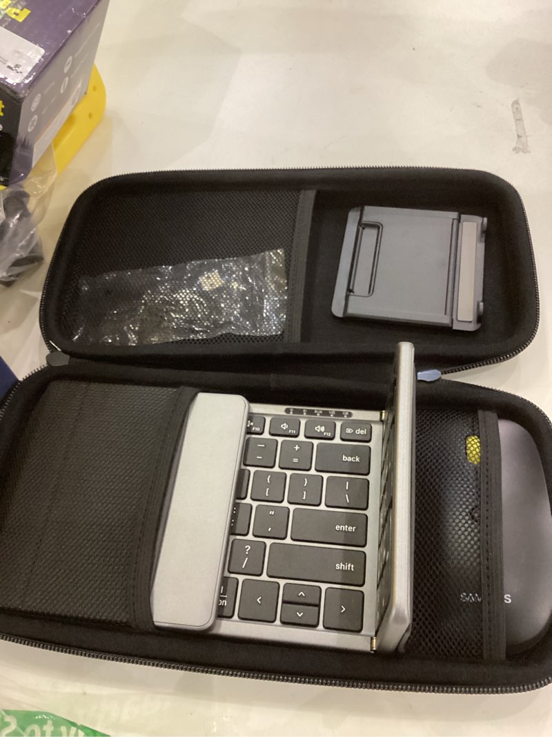 Condition photo showing Good Condition for Foldable Keyboard and Mouse, Samsers Folding Bluetooth Keyboard Combo, 2.4G + BT5.0 x 2, Full-Size Portable Travel Keyboard & USB-C Rechargeable Wireless Mouse for Windows Android iOS Mac OS 2.4G + Bluetooth 5.0 x 2 Gray Black