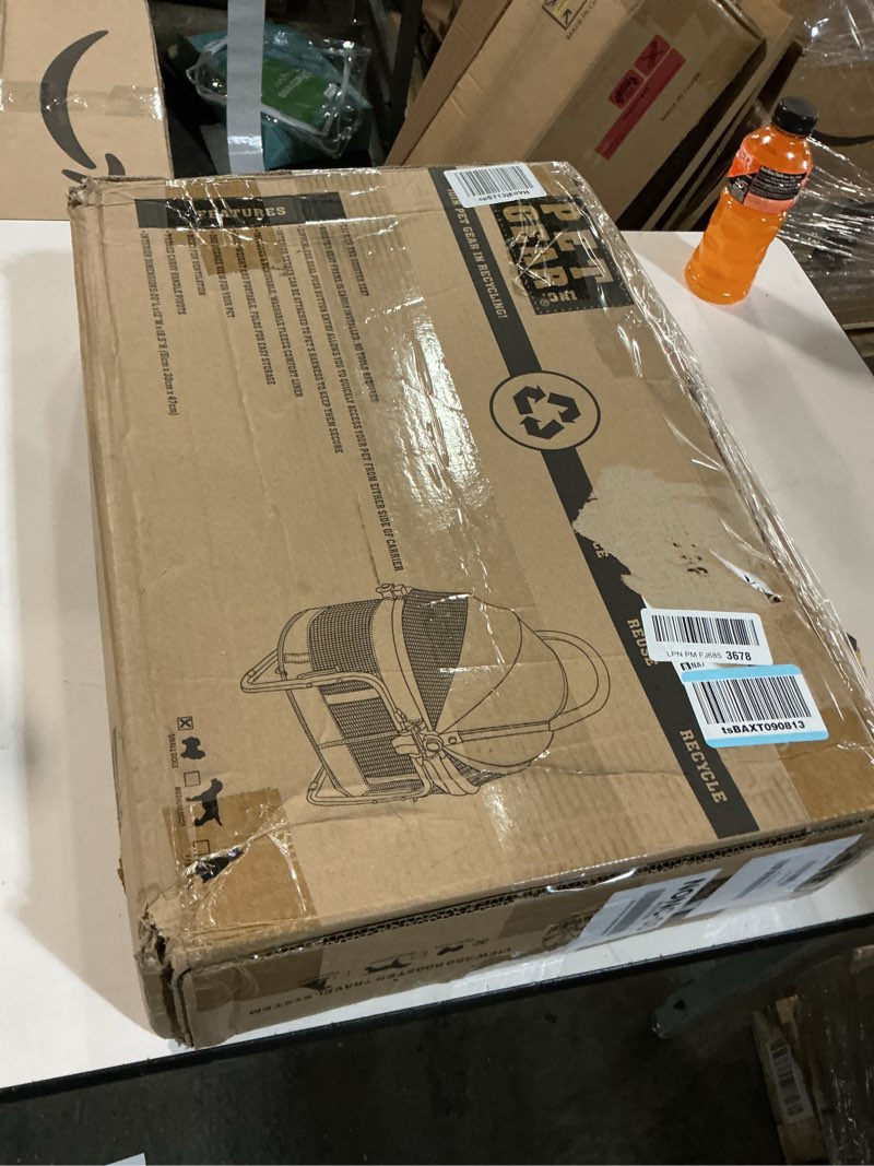 Condition photo showing As Is for Pet Gear No-Zip View 360 Pet Carrier & Car Seat with Booster Seat Frame for Small Dogs & Cats, Mesh Ventilation, Push Button Entry, No Tools Required, Onyx Onyx VIEW 360 20-inch