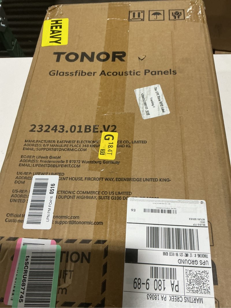 Condition photo showing Good Condition for TONOR 4 PCS Large Acoustic Panel, 23.6? * 11.8? * 2.36? 3D Fiberglass Sound Proof Panel with Full Self-Adhesive, Decorative Echo Absorbing Wall Panel, for Studio, Living Room, Home, Office, Beige 4PCS 23.6? * 11.8? * 2.36? Beige