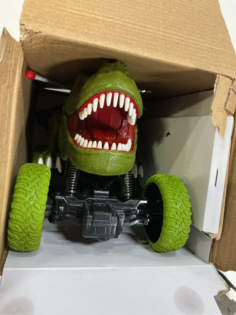 Condition photo showing Good Condition for remote control dinosaur car for kids boys, 2.4ghz all terrain remote control dinosaur truck with light, rechargeable 4wd off road rc car toys for kids 3 4 5 6 7 8-12 year old boys girls birthday gift green