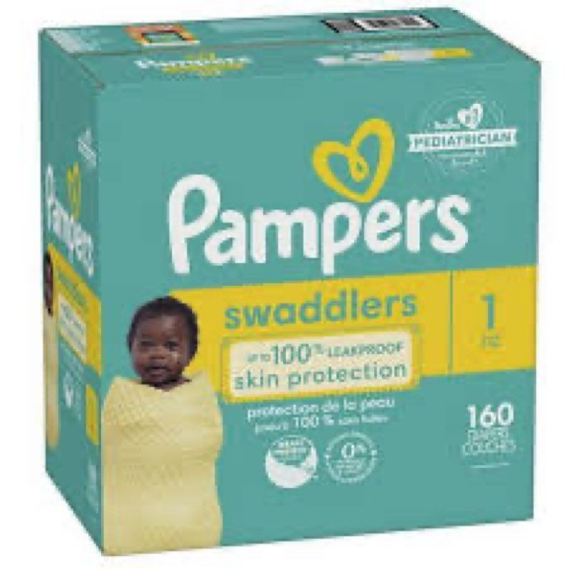 pampers swaddlers diapers size 1, 160 count