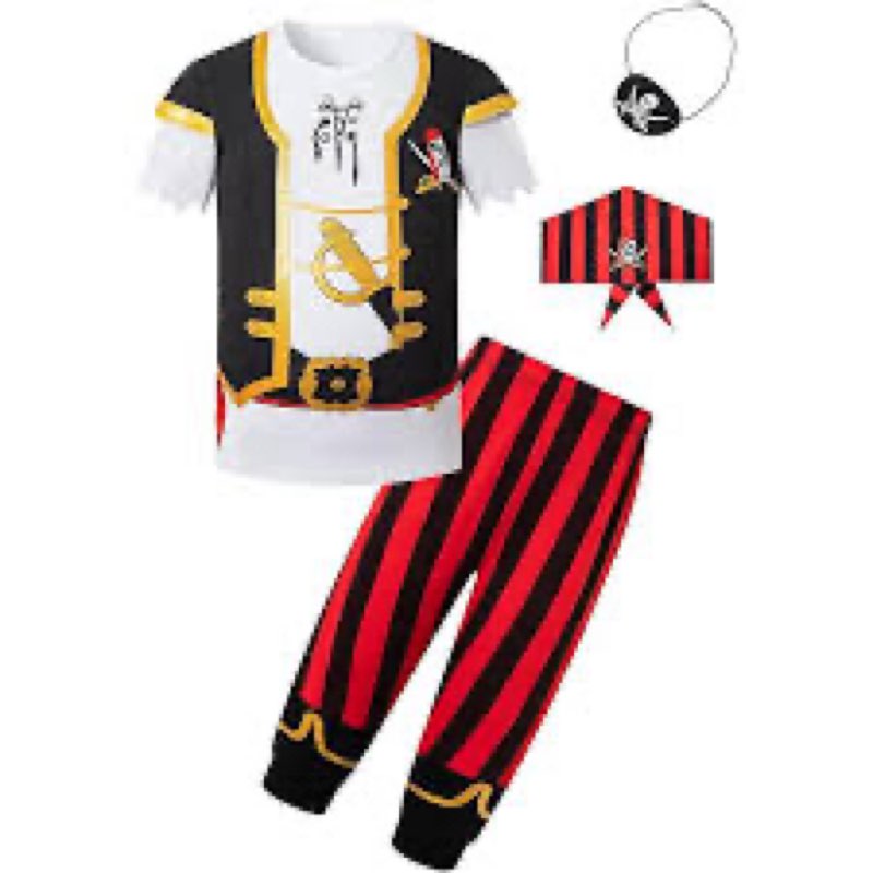 Okbebe Toddlers Baby Boys Pirate Costume Kids Halloween Pirate Outfits Short Sleeved Clothes With He