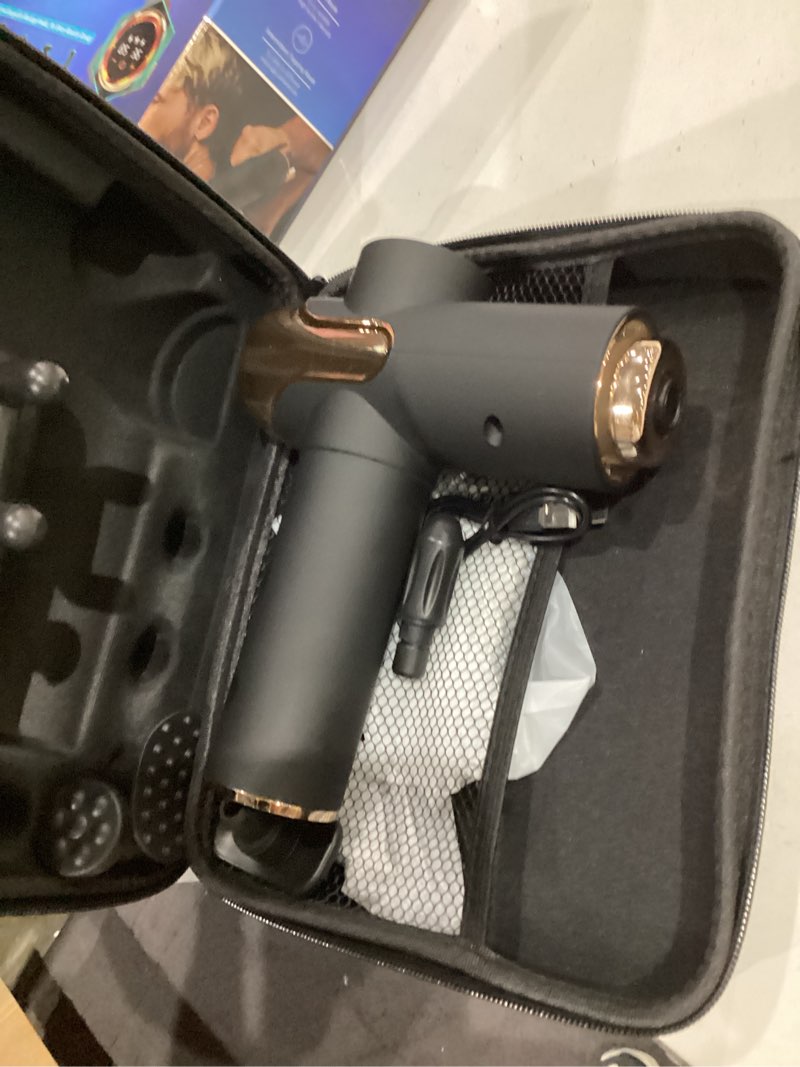 Condition photo showing As Is for hy-impact power pulse deep tissue percussion muscle massager - touch control, 3 modes, 99 speeds & 10 attachments
