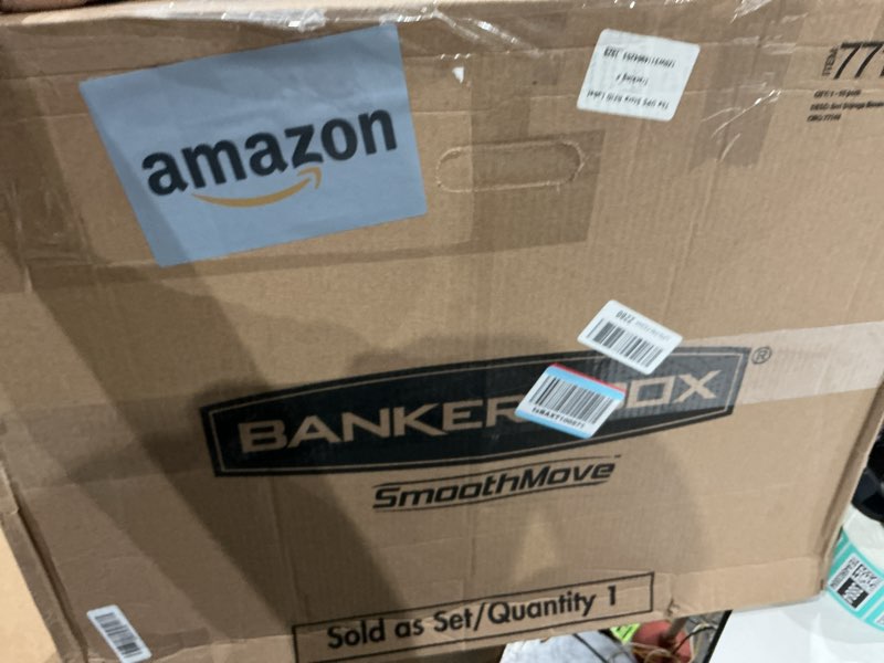 Condition photo showing New/Like New for bankers box small classic moving box 10 pack, reinforced handles, tape-free assembly, box with lid, 15-in x 12-in x 10-in (7714901) small, 10 count (pack of 1)