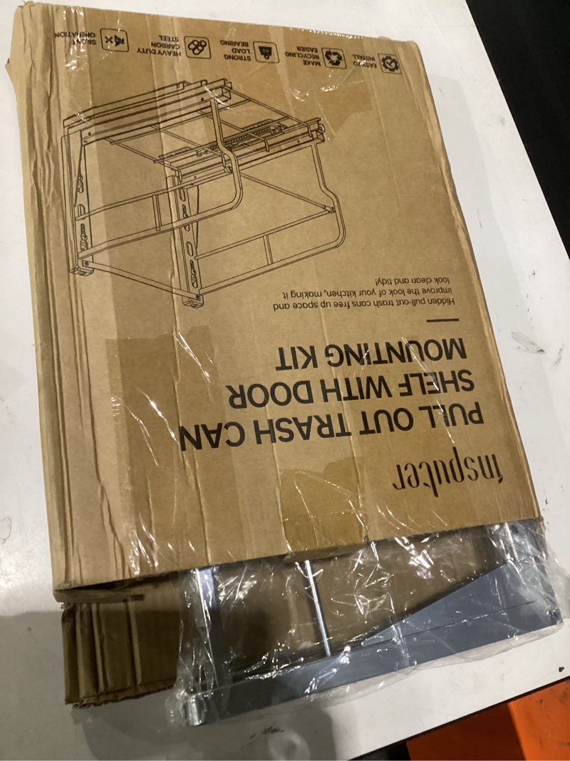 Condition photo showing Good Condition for insputer pull out trash can under cabinet with soft-close slides, heavy duty under sink trash can kit for kitchen, garbage can not included, requires minimum cabinets opening 12" w x 18" d single silver