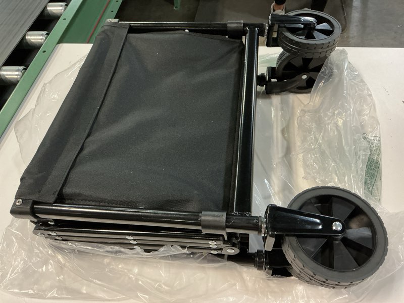 Condition photo showing Good Condition for collapsible wagon cart with wheels foldable, folding wagons carts with silent universal wheels, large grocery cart on wheels, heavy duty utility for shopping beach sports fishing camping, black 100l black-1
