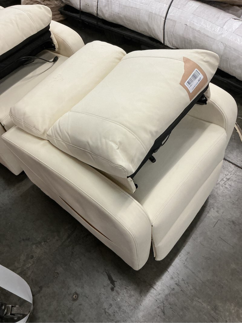 Condition photo showing As Is for sweetcrispy massage recliner chair for adults, adjustable home theater seating with lumbar support for living room, modern fabric reclining, beige
