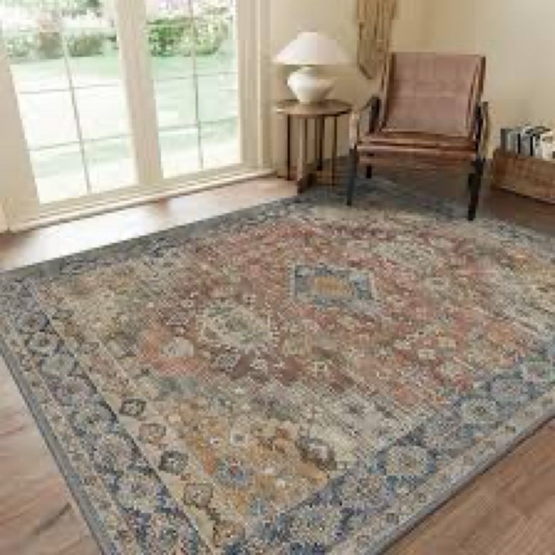 similar GENIMO 9x12 Area Rugs for Living Room, Machine Washable Non Slip Vintage Rugs, Low Pile Lightweight 
