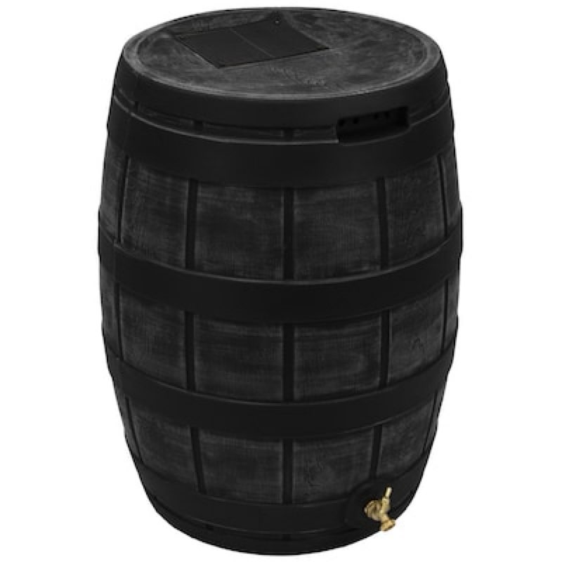 Good Ideas 50-Gallon Black Plastic Rain Barrel