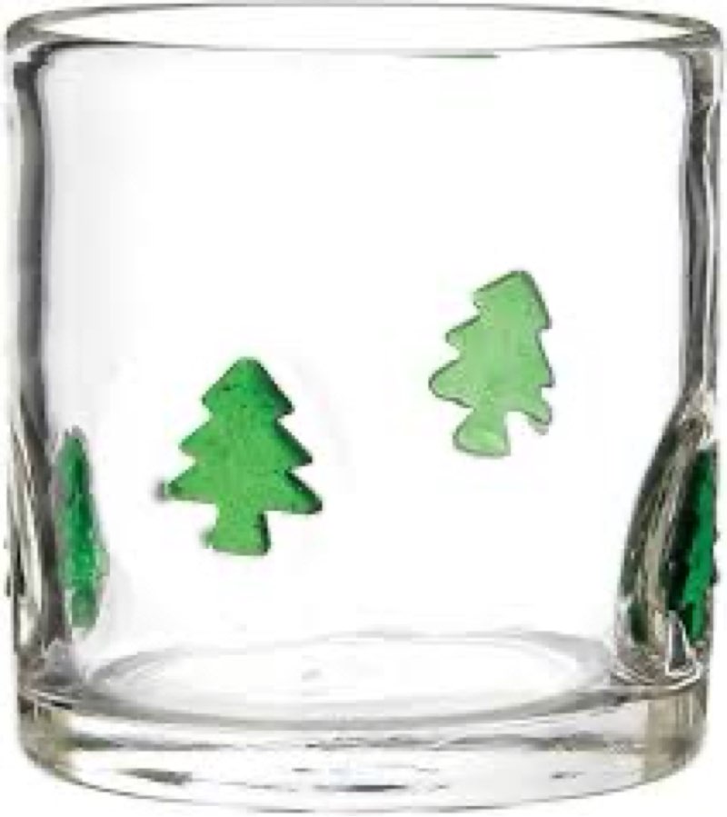 2 Pcs Christmas Icon Glass Cups Set-14 oz Christmas Tree Icon Wine Glasses Double Old Fashioned Icon