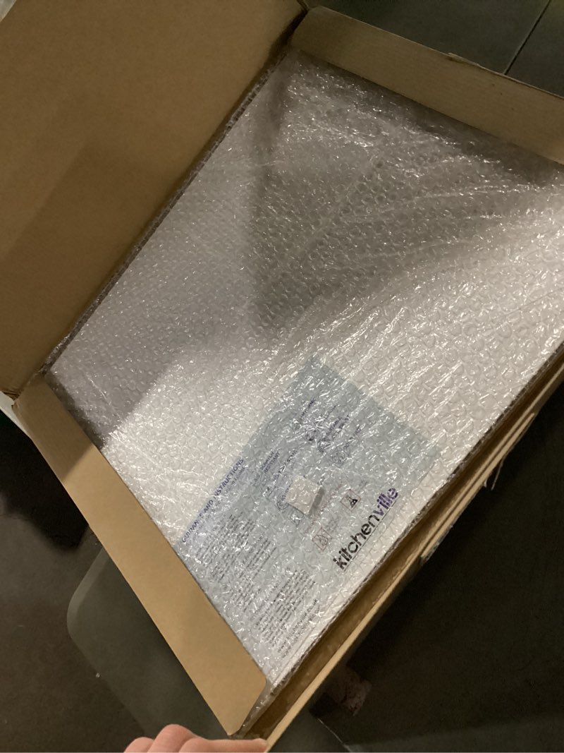 Condition photo showing New/Like New for Glass Cutting Board 20”x16”: Tempered Glass Kitchen Counter Protector - Durable- Scratch-Resistant, Heat-Proof - Design 7 - White & Gold Design 07 20"L x 16"W