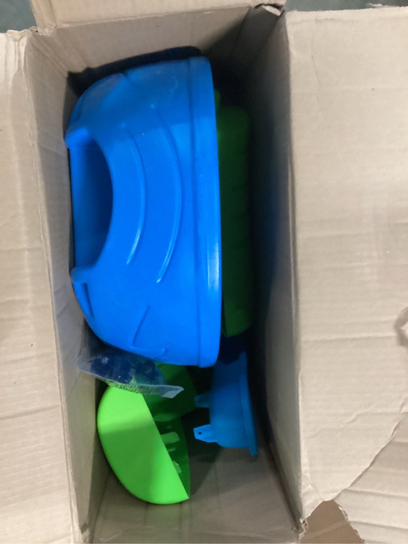 Condition photo showing Good Condition for step2 rain showers splash pond water table with cover, kids water and sand activity sensory playset, summer outdoor toys, 13-piece water toy accessories, for toddlers 1.5+ years old, blue & green rain showers splash pond with cover