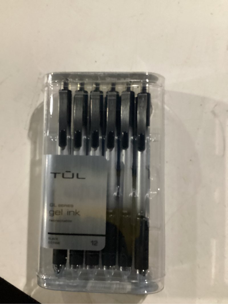 Condition photo showing New/Like New for TUL Retractable Gel Pens, Fine Point, 0.5 mm, Gray Barrel, Black Ink, Pack Of 12 Pens
