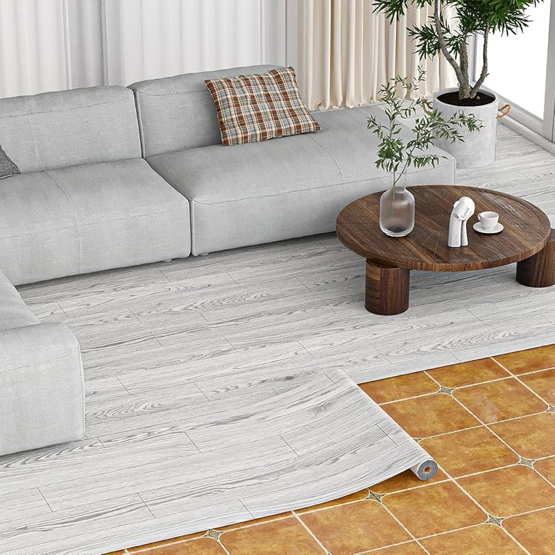 oxdigi vinyl flooring roll 32 sq.ft | 3'4"w x 9'10"l, pvc leather-like linoleum floor covering, wate