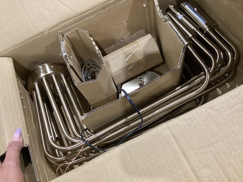 Condition photo showing Good Condition for yunnix 12-light champagne bronze chandelier, 35" extra large modern gold chandelier - brushed honey bronze hanging fixture - champagne gold chandelier for dining room, kitchen island, hall, foyer 35inch 12-light(2026 upgraded version) champagne bronze