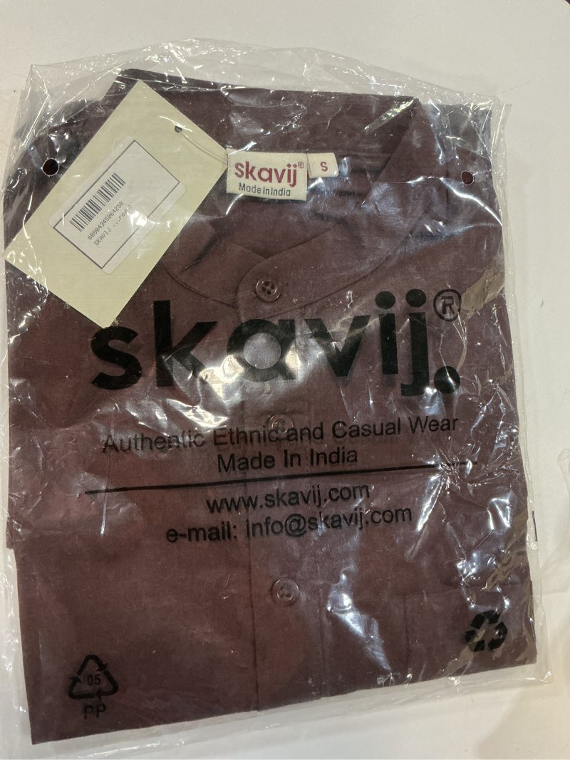 Condition photo showing New/Like New for skavij men’s pure cotton short kurta with chest pocket - solid eid & ramadan ethnic tunic small brown. size s