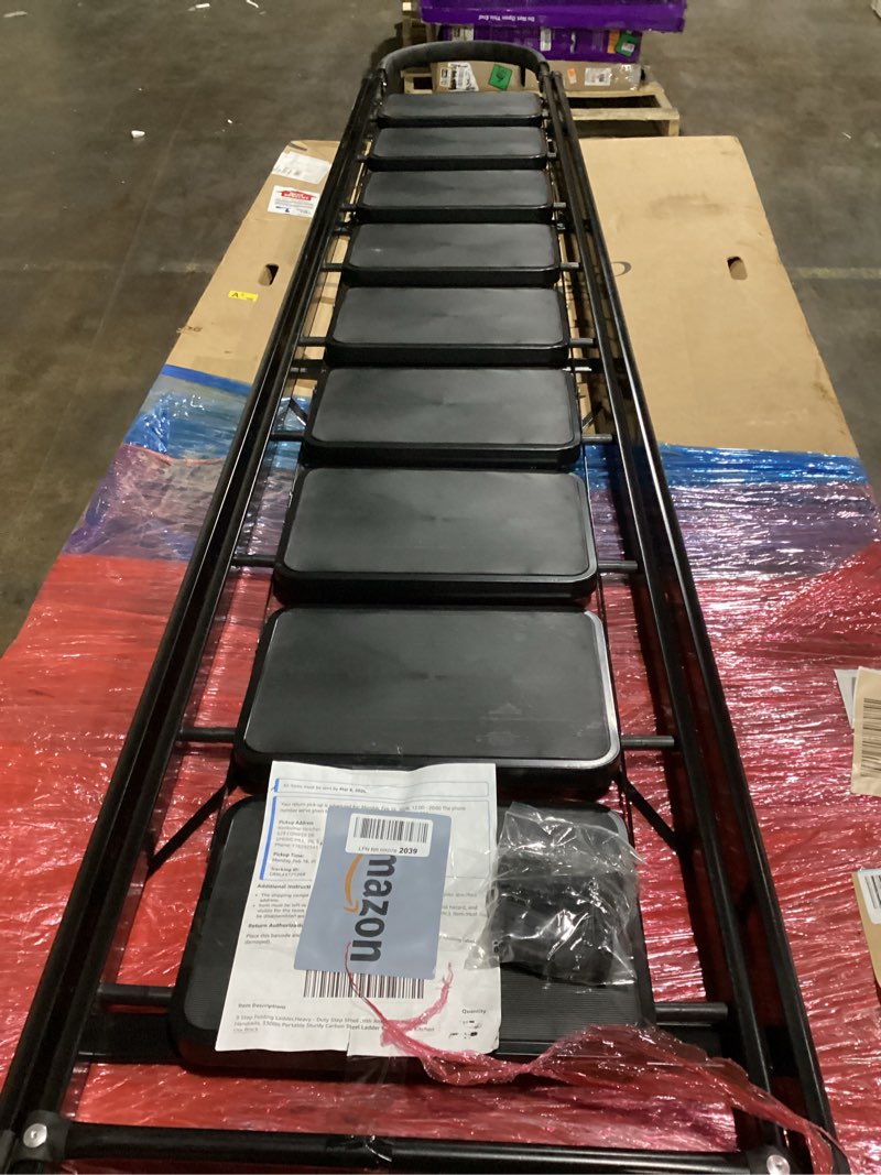 Condition photo showing Good Condition for 9 Step Folding Ladder,Heavy - Duty Step Stool with Anti - Slip Pedal and Handrails, 330lbs Portable Sturdy Steel Ladder for Home & Kitchen Use,Black