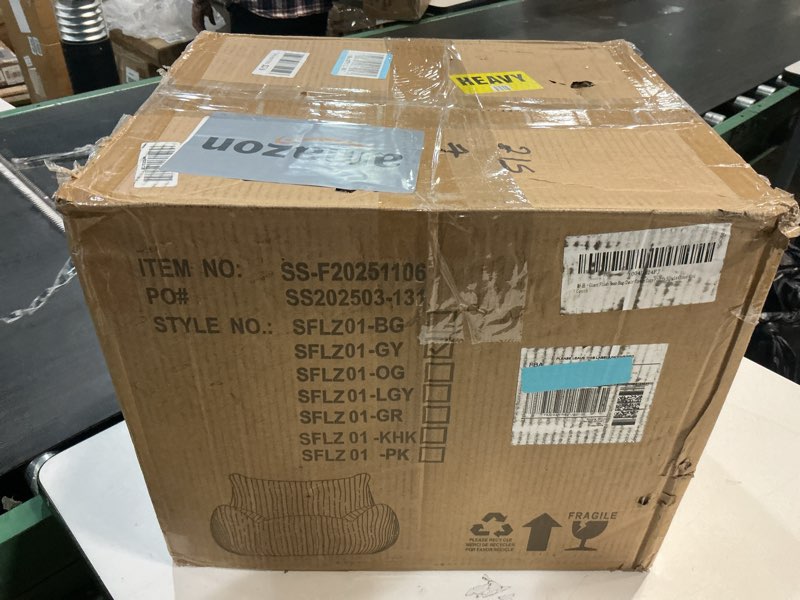 Condition photo showing New/Like New for Giant Plush Bean Bag Chair for Adults with Armrests - Oversized Comfy Grey Beanbag Lounge Lazy Floor Sofa Accent Chair for Living Room, Bedroom & Dorm, Cozy Fluffy Single Cloud Mini Couch XL Sofa Chair Grey