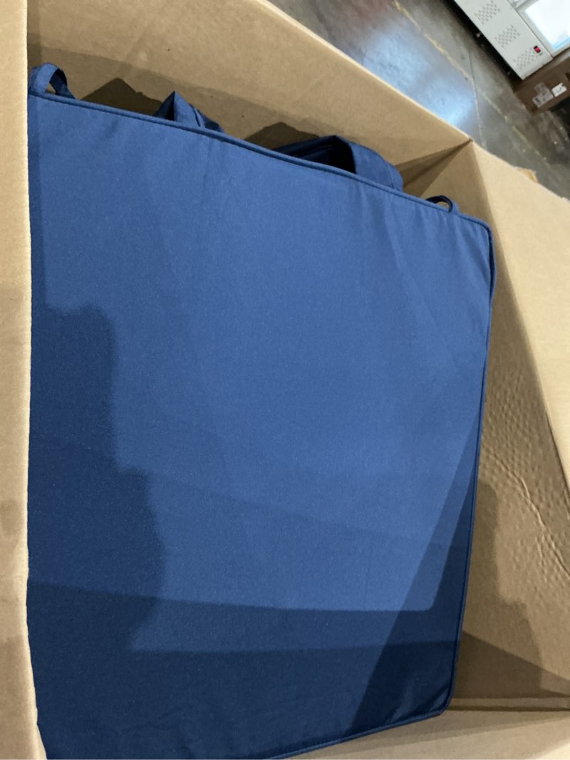 Condition photo showing Good Condition for summsun outdoor chair cushions set of 4: waterproof & color fastness seat cushion for patio furniture - 22 x 22 x 3 inch chair pads with ties and hidden zipper - patio chair cushion replacement, navy 22x22x3 inch | 4 pack navy blue