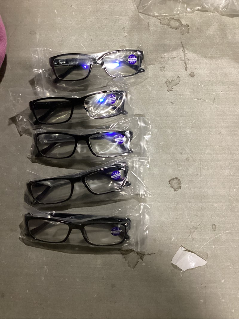 Condition photo showing As Is for gaoye 1.5 professional reading glasses for all day - computer readers with blue light protection - value pack b1-5 pack light black 1.5 x