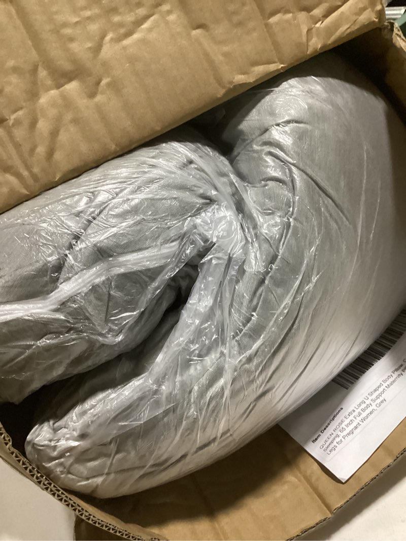 Condition photo showing Good Condition for queen rose pregnancy pillow, u shaped full body pillows for sleeping support, 65 inch maternity pillow for pregnant women, grey cooling silky - grey 65in