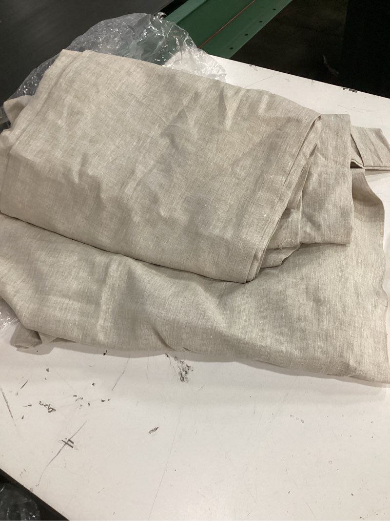 Condition photo showing Good Condition for european linen curtain - light grey - 48"x96”. panel of 2  new (quince)