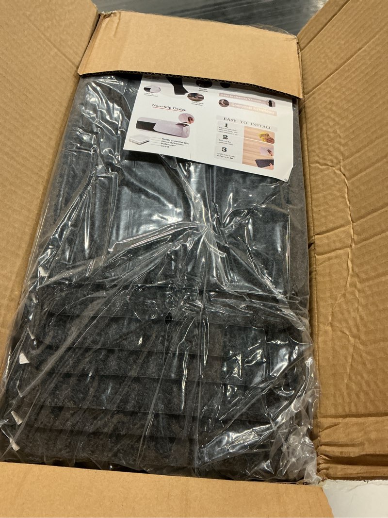 Condition photo showing New/Like New for Stair Treads Non-Slip 8X30 Inch (15 Pack) Indoor Stair Runner with Reusable Self-Adhesive Backing Skid Resistant Stair Carpet to Protect Kids, Elders, and Pets - Charcoal